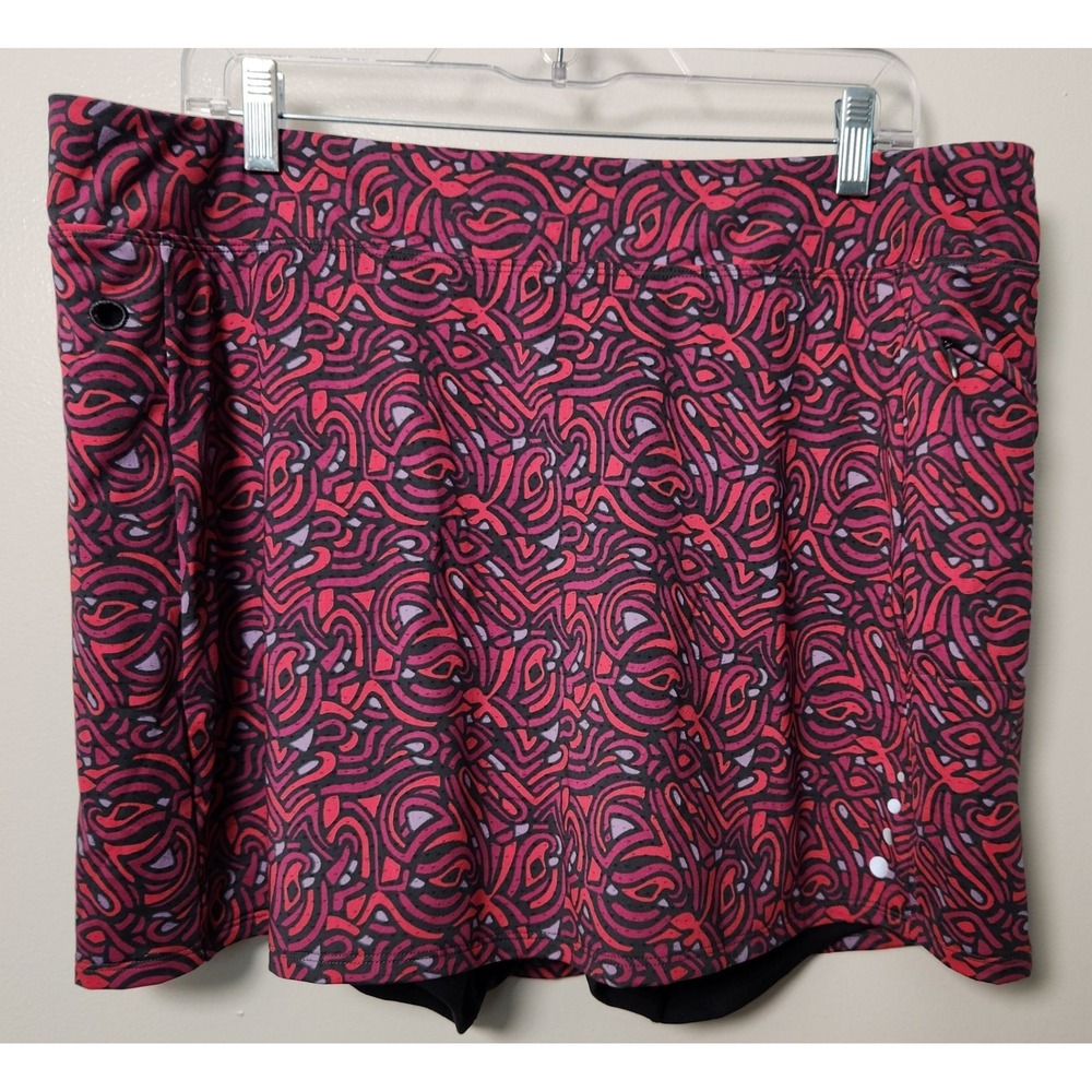 LL Bean Purple Red Skort‎ XL Women's Zip Pocket Tenniscore Pickleball Athleisure